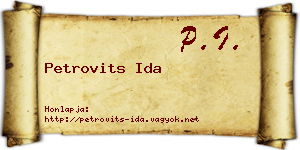 Petrovits Ida névjegykártya
