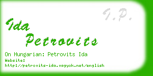 ida petrovits business card